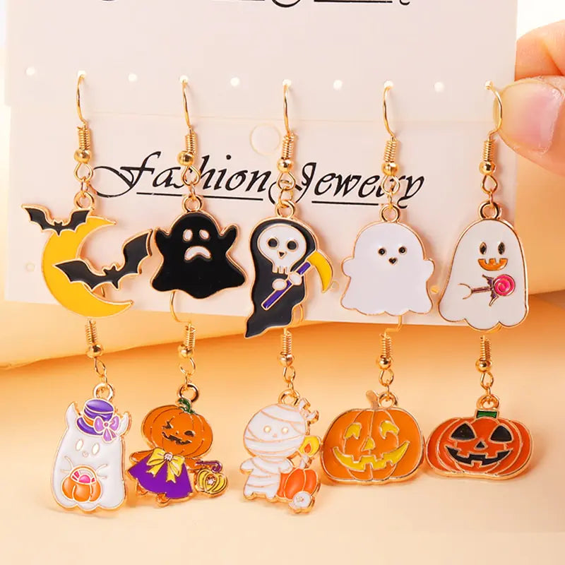 Enamel Halloween Dangle Earrings