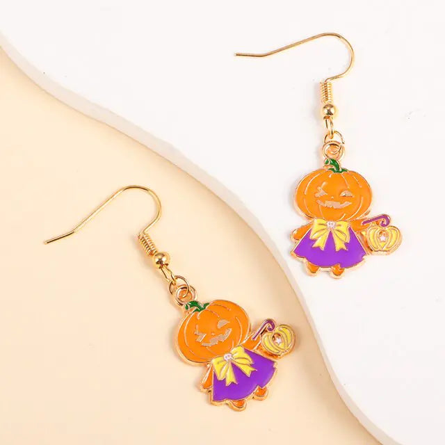 Enamel Halloween Dangle Earrings